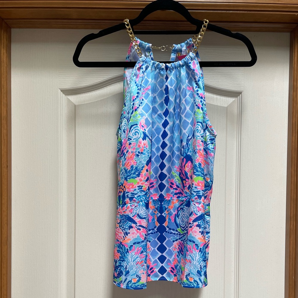 Lilly Pulitzer Isa Halter Top Hidden Treasure Engine size S. New with tags.
